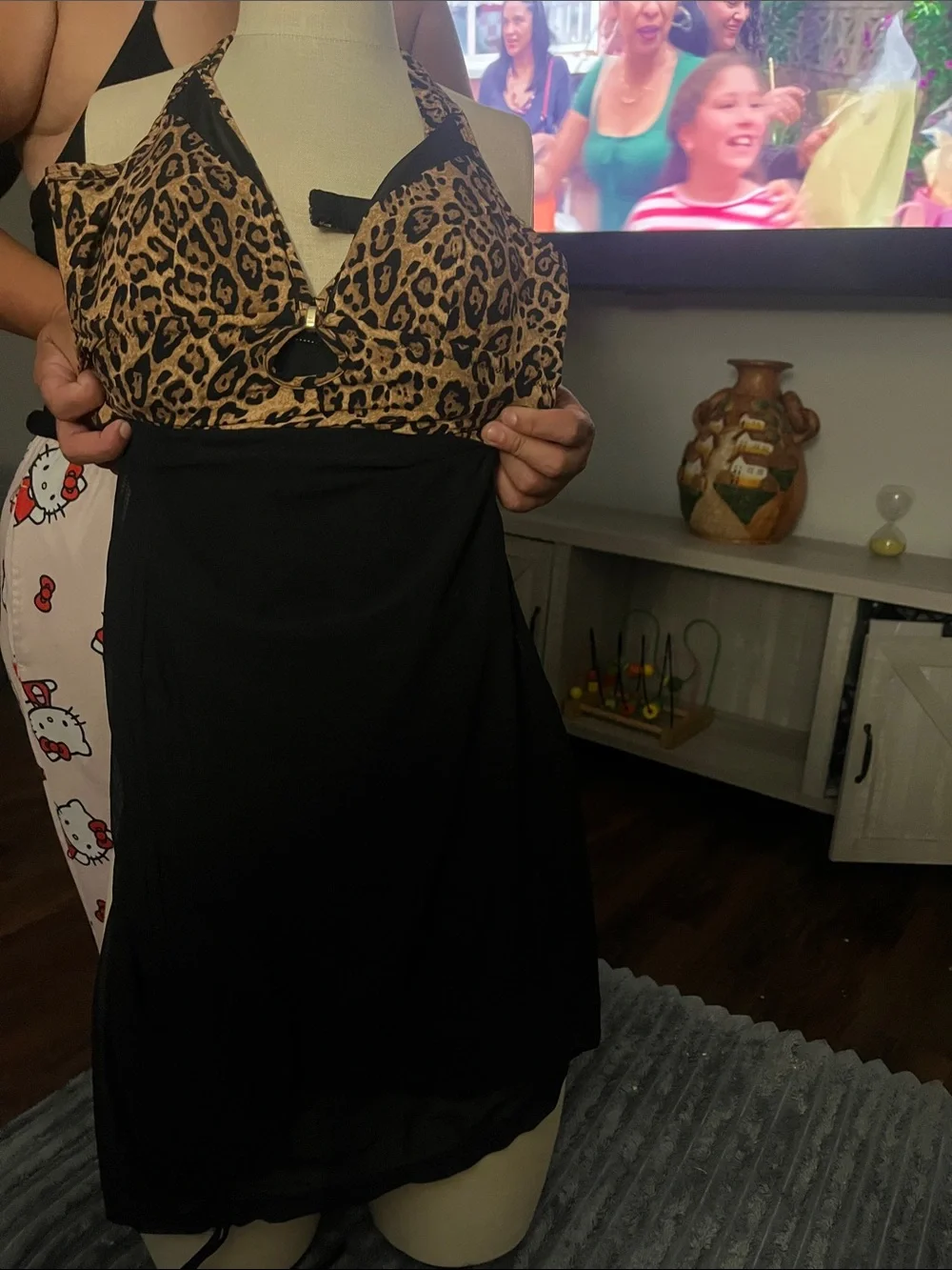 Leopard Print & Black Women's Skirt - Elegant High-Waist Design